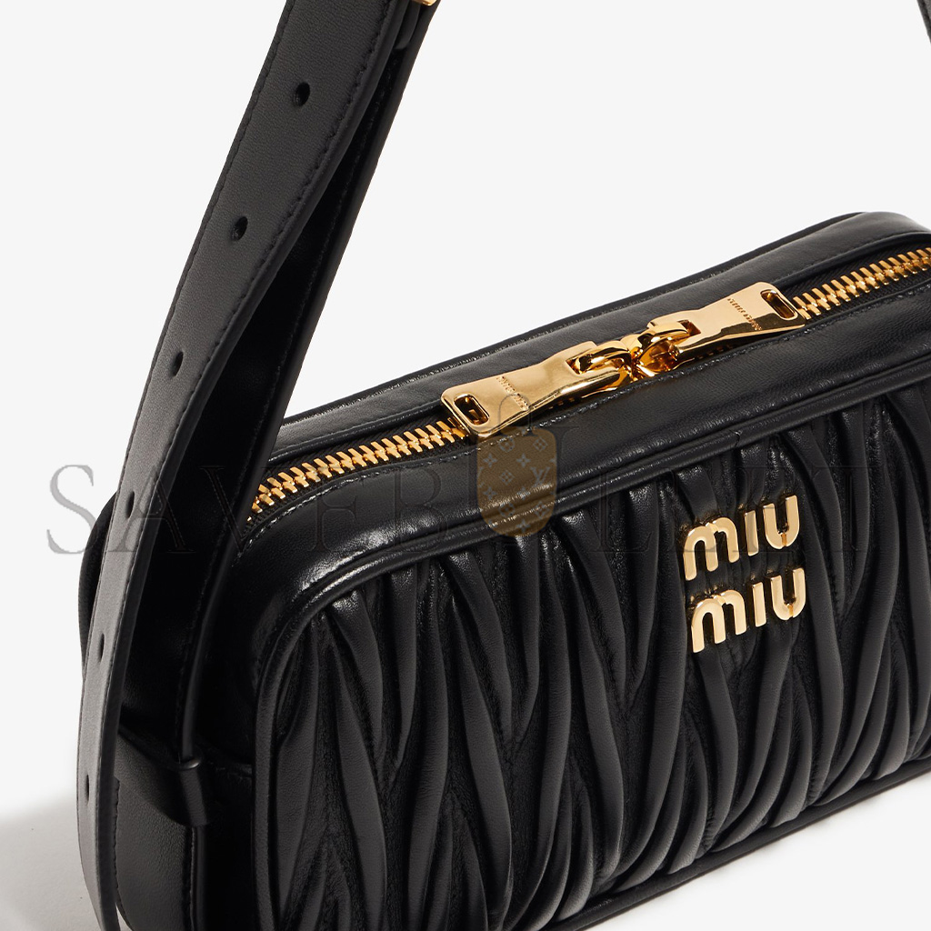 MIU MIU MATERASSE EMBOSSED NAPPA LEATHER SHOULDER BAG 5BC158 (24.5*11.5*7cm)